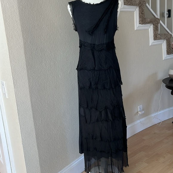 Scandal Italy. Italian back silk tiered dress. Size M. 20’s flare. - Picture 5 of 11
